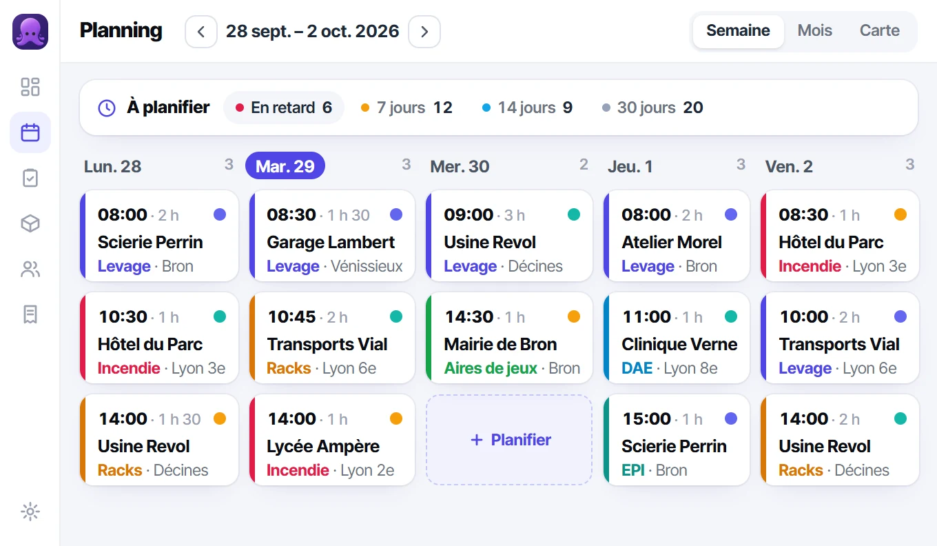 Planification des interventions dans Octav